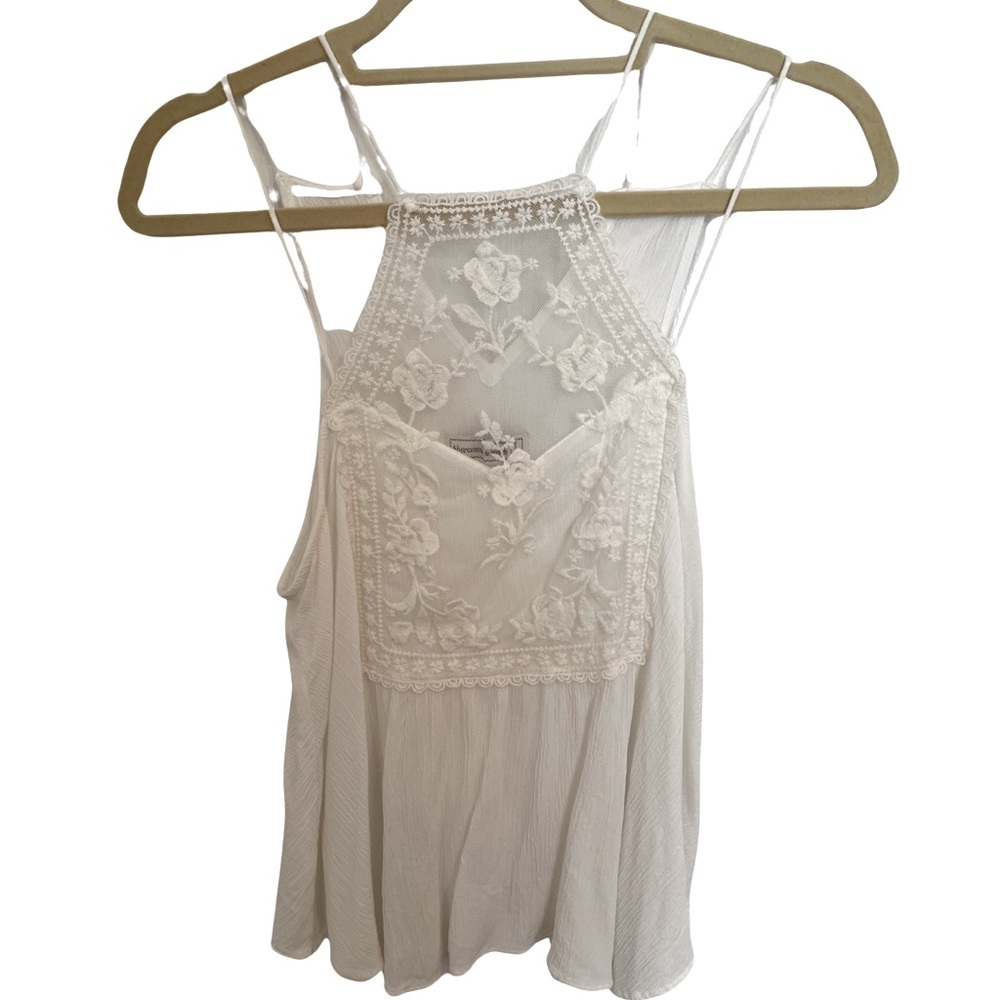 Abercrombie & Fitch flowy white lace tank SZ M